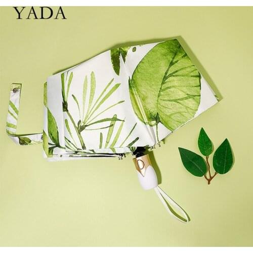 YADA 2020 Ins Plant Flowers Pattern Automatic Umbrella Rain Sunny&Rainy Umbrella For Women Windproof Folding Umbrellas YS200111