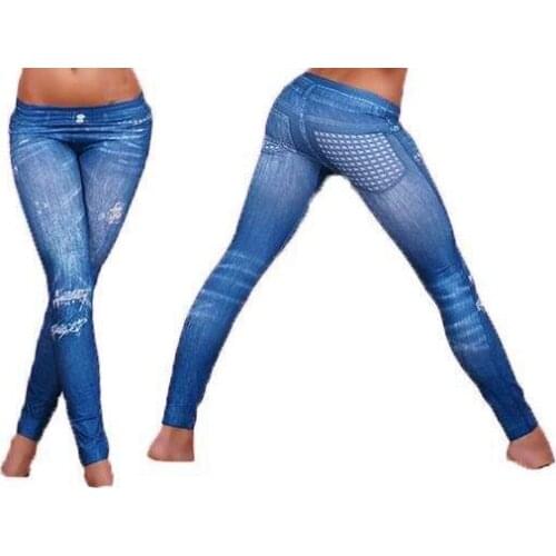 Women Winter Warm Leggings Womens Fitness Wear Winter Pants Women Blue Denim Look Skinny Leggings