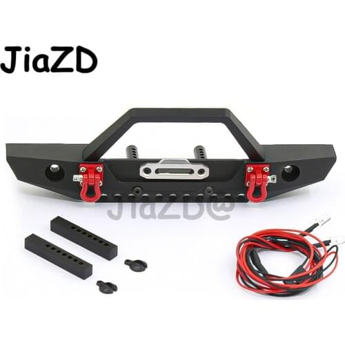 1/10 RC Car Metal Front Bumper with LED Lights for Axial SCX10 90046 90047 Traxxas TRX-4 TRX4 RC4WD D90 RC Rock Crawler L07