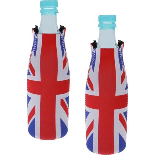 2pcs Beer Bottle Freezer Bag UK Flag Pattern Wine Bottle Cooler Sleeve Holder Ice Bag Beer Cooling Carrier Portable Party Favor
