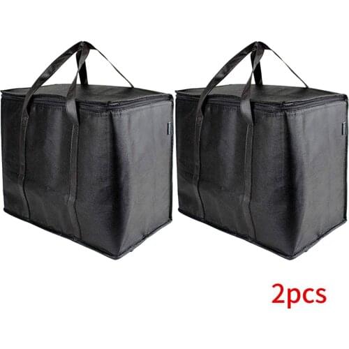 2pcs Portable Heavy Duty Insulated Grocery Bags Washable Free Standing Large Capacity Durable With Handle Foldable Reusable