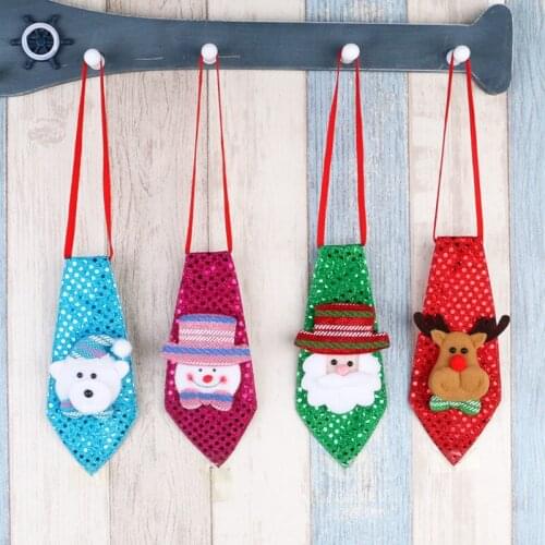 2017 Lighted Christmas Tie Sequins Santa Claus Snowman Wedding Party Adjustable Children Bow Tie Necktie Clothes for Xmas Gifts