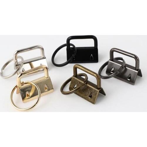 25/50pcs 25mm DIY Fabric Hardware Key Chain Fob Wristlet With Key Ring For Lanyard Luggage Strap Accessories