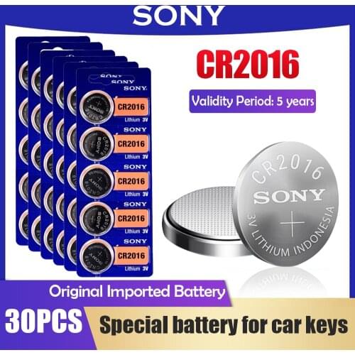 30PCS/lot Sony CR2016 CR 2016 DL2016 LM2016 BR2016 ECR2016 3V Lithium Batteries Button Cell For Watch Electronic Scale Remote
