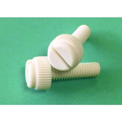 5pcs M8 PP Slotted Slotting Screw knurled Head hand twist screws plastic Polypropylene Bolts White High Quality 16-25mm length