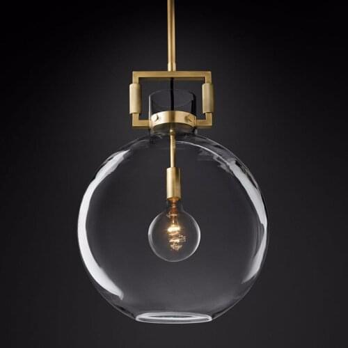 American RH Lamp Edison E27 LED Pendant Lights Lustre Led Luminarias Lighting Plate Gold Metal Glass Led Lamparas Fixtures