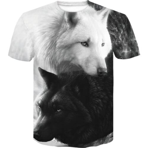 Off white Fashion T Shirt Casual Two Wolf 3D Print Tshirt Brand design tshirt harajuku Men/women oversized t shirt Camisetas