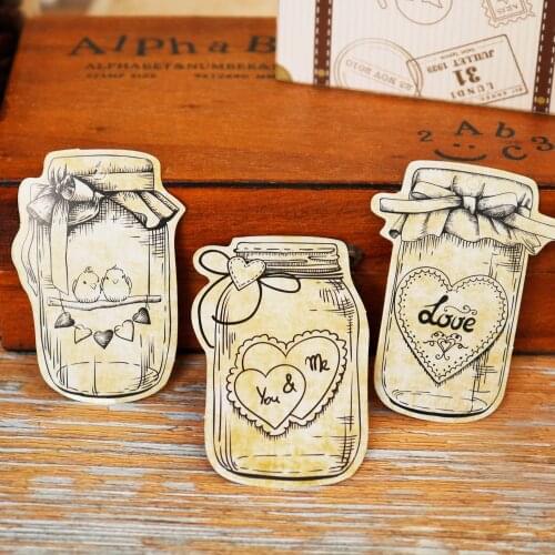 50pcs Bottle Shape Gift Paper Tags Mason Jar Hang Tags Love Heart Wedding Party Decoration DIY Handmade Craft Label Tags