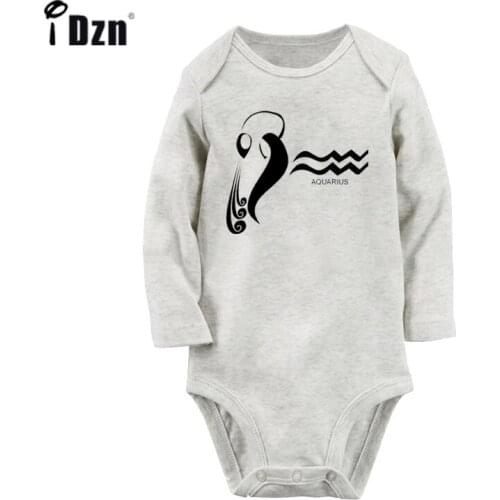 Constellation Leo Aquarius Virgo Pisces Symbol Design Newborn Baby Bodysuit Toddler Long Sleeve Onsies Jumpsuit Cotton Clothes