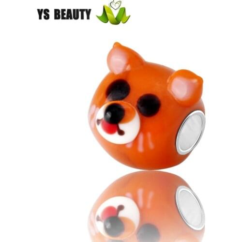 Lampwork fired animation cartoon series colored glass beads sterling silver core big beads DIY beads with personality bracelet