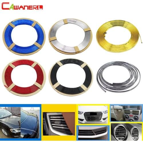 Cawanerl Car Styling Chrome Trim Door Bumper Grille Air Conditioner Outlet Vent Decoration Strip Red Blue Golden Silver Black
