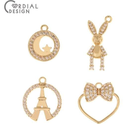 Cordial Design 20Pcs Earrings Accessories/Hand Made/DIY CZ Charms/Connectors/Genuine Gold Plating/Jewelry Findings & Components