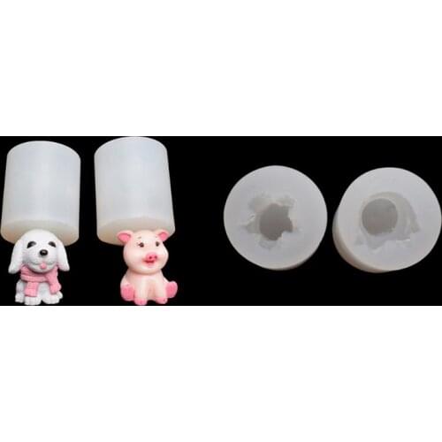 D2TD 2Pcs Handmade Mini Size 3D Pet Dog Cute Pig Epoxy Resin Silicone Molds Kit