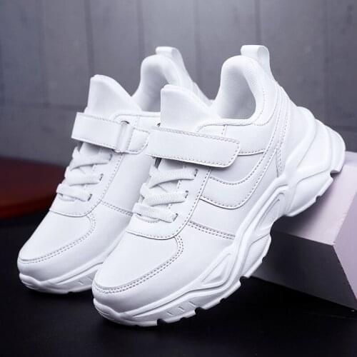 KJEDGB Childrens White Shoes Waterproof Leather Comfortable Boys Girls Sneakers Shoes
