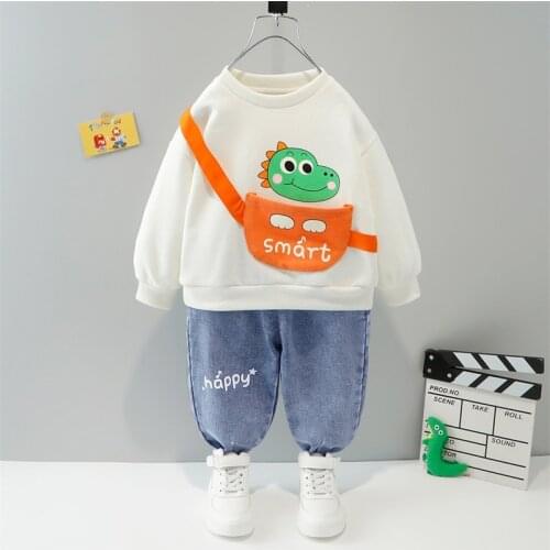 Baby Kids Clothing Sets Cute Cartoon Printing Toddler Boys Girls Sweatshirt Jeans 2 Piece Sets Outfits