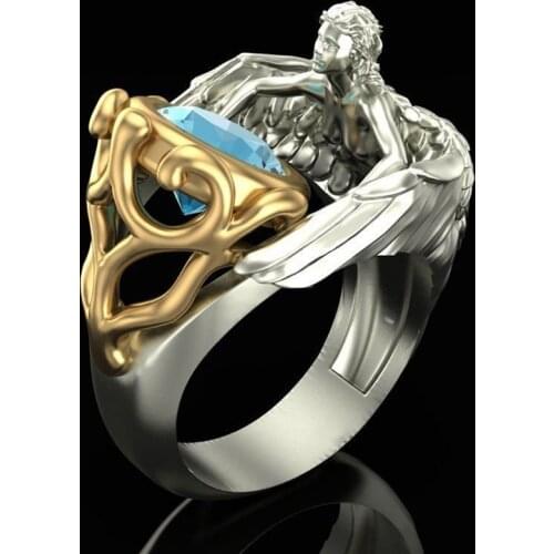 FDLK Vintage Creative Angel Rings for Women Two-tone Men/Women Rings Punk Party Club Ring Zircon Jewelry Wholesale