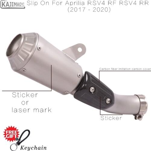 For Aprilia RSV4 1000 RR RF 2017 - 2020 Exhaust Pipe Motorcycle Muffler With carbon fiber heat shield Slip On Original Catalyst