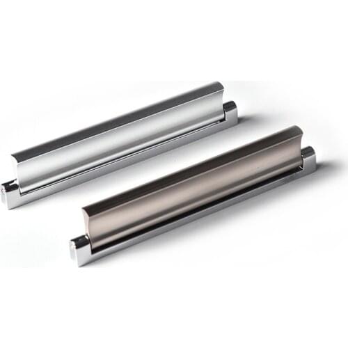 HJY Furniture Drawer Handle Knobs Modern Silver Kitchen Cupboard Door Pull Handle Pearl Nickel Hardware Hole 128/160mm C23107