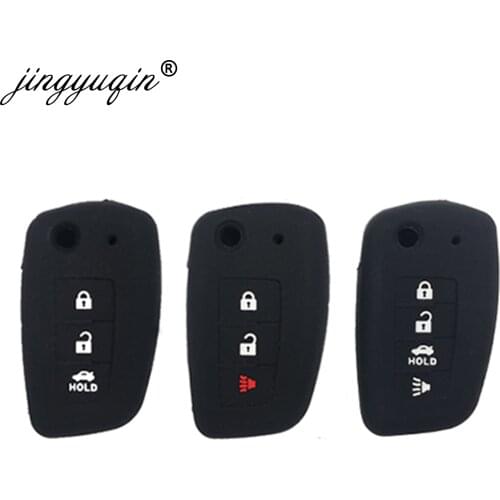Jingyuqin 50pcs Silicone Car Key Case For Nissan Rogue 2014- 2018 2019 Flip Key Cover Remote Fob Skin Holder Protector 3/4 BTN