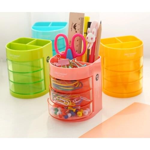 Korean Color Multifunction Pen Holder Table Stand Box for Pencil Storage Student Stationery Office Organizer School Supplies