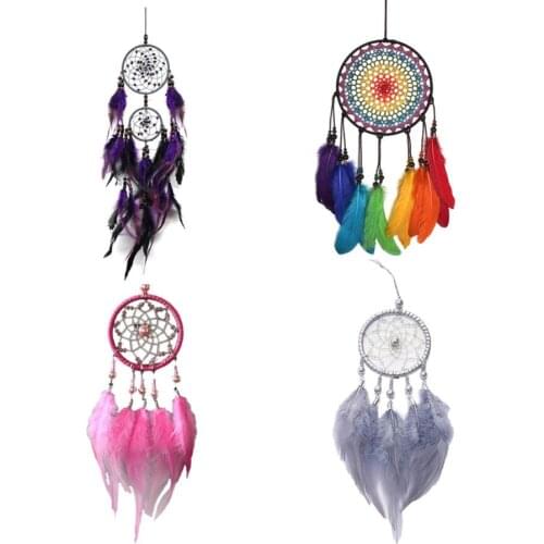 Dreamcatchers Handmade Ornaments Wind Chimes Rainbow Feather Dream Catchers For Gifts Wedding Home Decorations