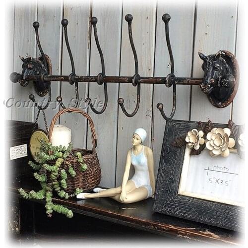 Horse Head Rustic Retro Metal Wall Mounted Coat Rack