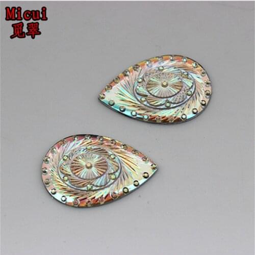 Micui 30pcs 20*29mm AB Clear Drop Pear Resin Rhinestone Flatback Rhinestones Stone for crafts clothing dress decoration ZZ515