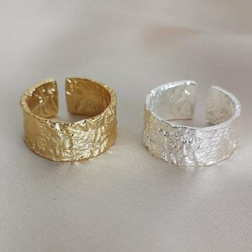 Trendy Silver Plated Korean Trendy Irregular Rings for Women Couple Minimalist Geometric Gold Silver Color Jewelry Adjustable