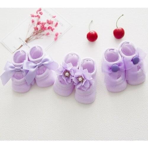 3Pairs 0-3T Newborn Kid Baby Girls Hollow Out Heart Print Socks Flower Bow Cute Sweet Princess Socks Shoes New Accessories