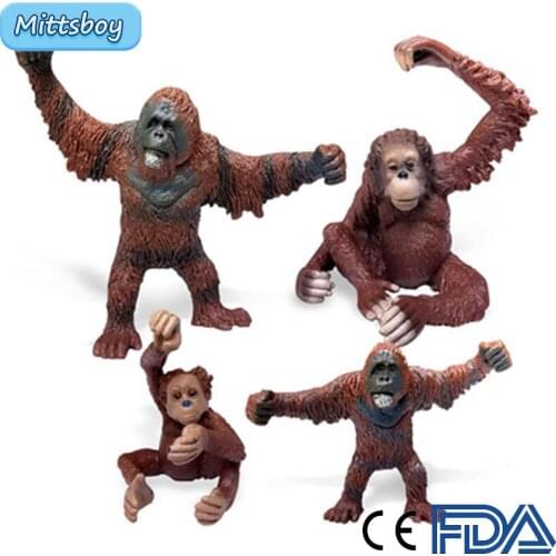 New Zoo Wild Simulation Solid Animal Model Luozhou Orangutan Kid Cognitive Educational Toy for Children Kid Micro landscape Gift