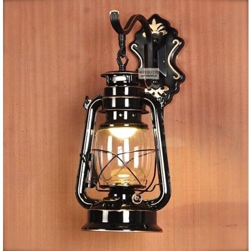 2020 new retro style wall lamp Vintage Iron Glass Wall lights E27 personalized Black Bronze Copper Kerosene Lamps