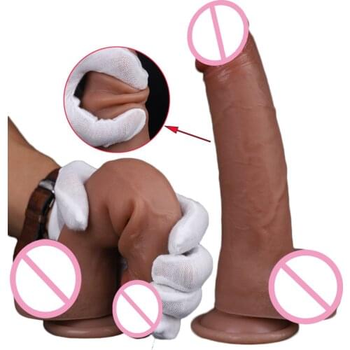 2020 New Realistic Penis Huge Fake Dick Silicone Foreskin Dildo With Suction Cup Adult Toys For Women Masturbation Sex Products