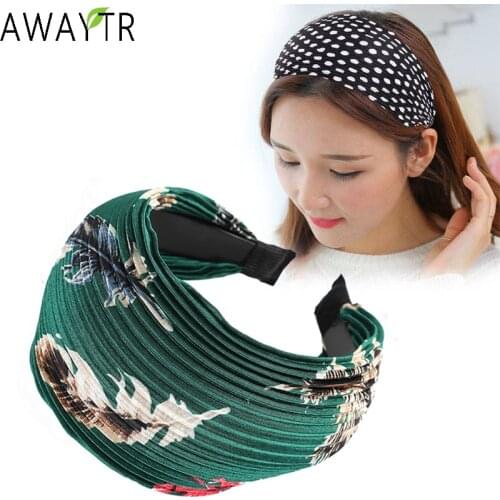 Wide Hairband Printing Dots Solid Turban Solid Elastic Hair Hoop Bands Head Hair Accessories Headband for Women Girls Headdress