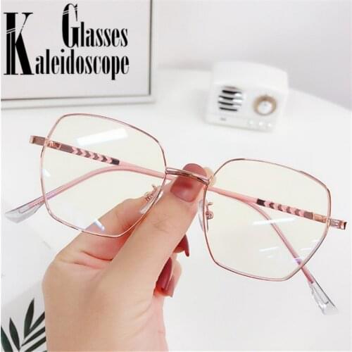 Anti Blue Light Eyeglasses Frames Women Fashion Irregular Metal Glasses Frame Transparent Myopia Spectacle for Men Fake Eyewear