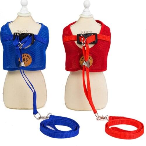 Pet Dog Harness for Small Dogs Cat Puppy Chihuahua Mesh Breathable Adjustable Pet Harness with Leash Animal Vest Service Dog