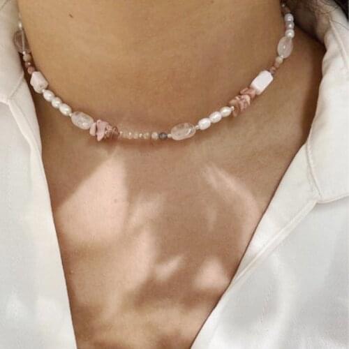 2020 new bohemian beaded necklace natural stone freshwater pearl mix and match design ladies trendy charm jewelry party gifts