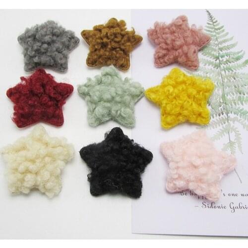 36pcs/lot 4.8cm Plush Childrens hair Clip Accessories DIY Handmade Furry Felt Star Padded Applique for Headwear Decoration