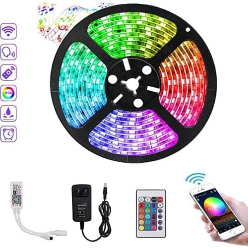 RGB Tape LED Strip Lights 12 V Volt 5M 10M 15M 20M 5050 Waterproof RGB 12V Led Wifi Strip Light TV Home Decor LedStrips Set