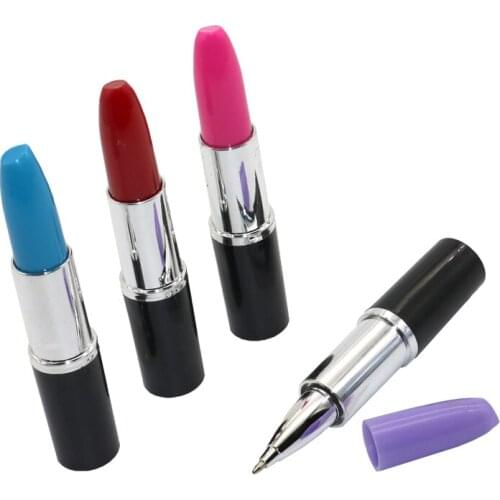 4 Pcs Emulation Lovely Lipstick Ball-point Pen Creative Kawaii Material Escolar Caneta Boligrafos Promotional Gifts
