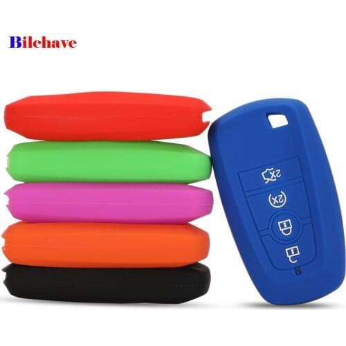 Bilchave 4 Buttons Silicone Smart Remote Car Key Case Cover Fob For Ford Mondeo 2017 Car-styling Holder Protector