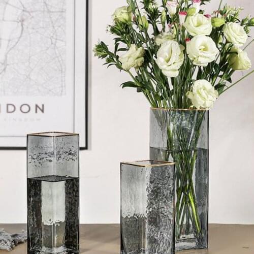 Glass Flower Vase Modern Hammered Crystal Flower Vase Table Centerpieces for Home Office