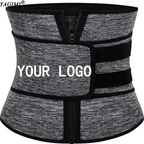 YAGIMI Waist Trainer with Button Zipper Body Shaper for Weight Loss Workout Fat Burner Slimming Sauna Sweat Girdle Logo Print
