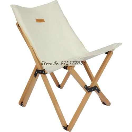 Outdoor folding chair beech wood park solid wood fishing camping camping butterfly chair