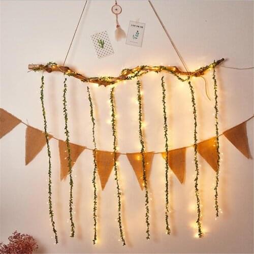 USB 3x1M Artificial Ivy Leaf Plants Vine LED String Light Hanging Green Vines Curtain Icicle Lights for Xmas Wedding Holiday