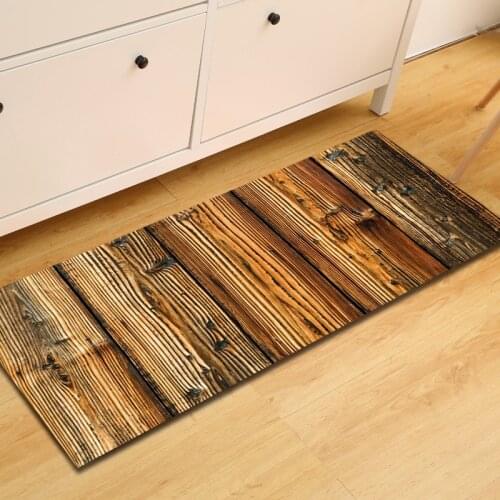 WUJIE 8Styles Anti-Slip Kitchen Mats for Floor Mat Wood Grain Pattern Striped Carpets for Living Room Non-Slip Rectangle Doormat