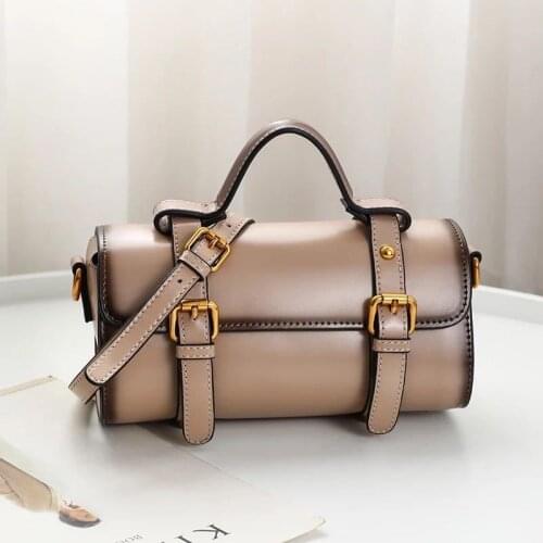 Fashion Baguette Ladies Tote Bags Messenger Bag Vintage Genuine Leather Single Crossbody Bags Women Cow Leather Shoulder Handbag