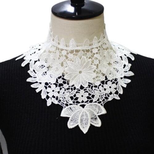 Women Hollow Out Knit Fake Collar Shawl Scarf Necklace Floral Lace Half Shirt Mini Poncho for Women Girls