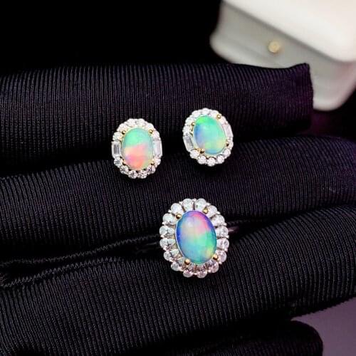 Natural Opal Hanging Ring Stud Set Luxury Fashion Womens Jewelry Classic Fashion Fall New S925 Sterling Silver