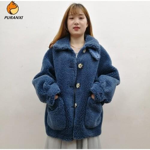 Elegant Faux Fur Coat Women 2019 Autumn Winter Warm Soft 30% Real Fur Jacket Female Plush Overcoat Pocket Teddy Coat Casual