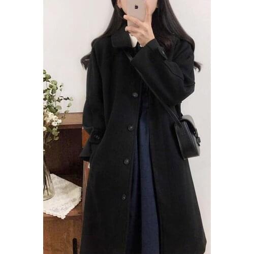 2021 Winter Women Oversize Woolen Coat Long Sleeve Turn Down Collar Warm P Long Coats Femme Casual Ladies Jacket